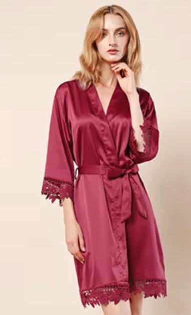 Womens Silky Satin Robe