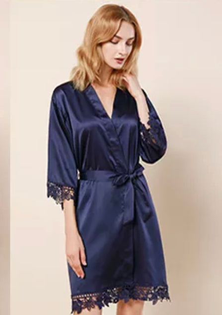 Womens Silky Satin Robe